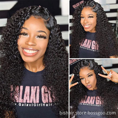 kinky curly Front Lace Wig Female 4x4 Lace Closed Curly Real Human Hair Wig 10A 150% Density Brazilian Hair Wig